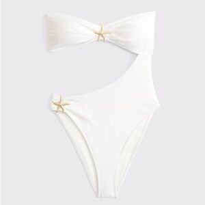 White One-Shoulder Starfish Accent One-Piece Swimsuit